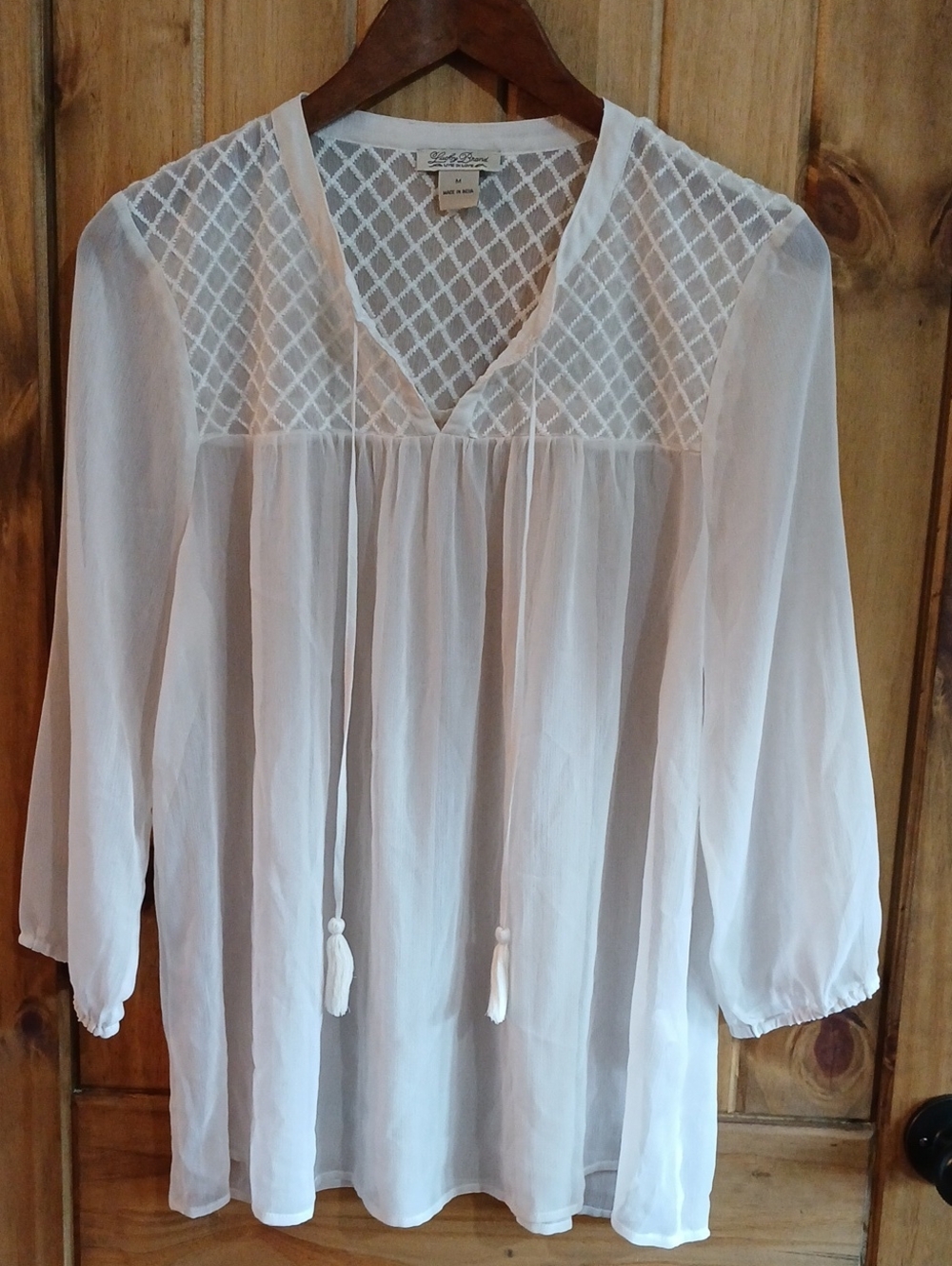Lucky Brand Sheer Peasant Top - Medium